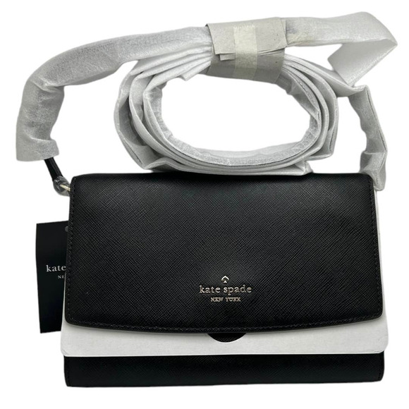 Kate Spade Perry Saffiano Leather Crossbody Bag Wallet Black NWT K8709 Reg $239 - Picture 5 of 7